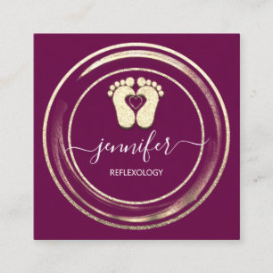 QR Code Logo Reflexologie Fußmassage Feet Berry Quadratische Visitenkarte