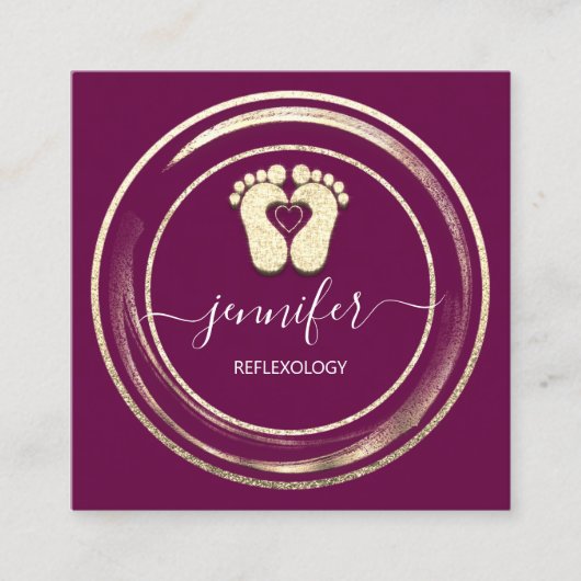 QR Code Logo Reflexologie Fußmassage Feet Berry Quadratische Visitenkarte (Vorderseite)