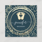 QR-Code-Logo Reflexologie Fußmassage Füße Aquamari Quadratische Visitenkarte (Vorderseite)