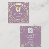 QR-Code-Logo Reflexologie Fußmassage Füße Lila Quadratische Visitenkarte (Vorne/Hinten)