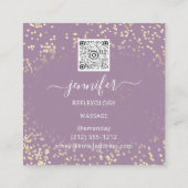 QR-Code-Logo Reflexologie Fußmassage Füße Lila Quadratische Visitenkarte (Rückseite)