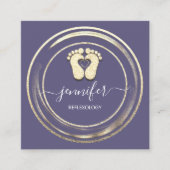 QR-Code-Logo Reflexologie Fußmassage Füße Lila Quadratische Visitenkarte (Vorderseite)