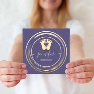 QR-Code-Logo Reflexologie Fußmassage Füße Lila Quadratische Visitenkarte