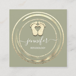 QR-Code-Logo Reflexologie Fußmassage Füße Minze Quadratische Visitenkarte