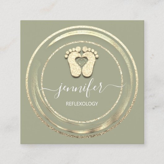 QR-Code-Logo Reflexologie Fußmassage Füße Minze Quadratische Visitenkarte (Vorderseite)
