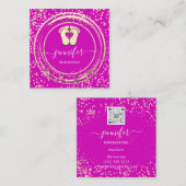 QR-Code-Logo Reflexologie Fußmassage Füße rosa Quadratische Visitenkarte (Vorne/Hinten)