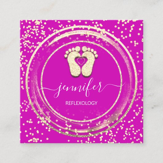 QR-Code-Logo Reflexologie Fußmassage Füße rosa Quadratische Visitenkarte (Vorderseite)