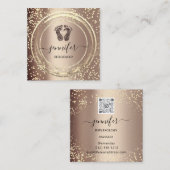 QR-Code-Logo Reflexologie Fußmassage Füße Rose Quadratische Visitenkarte (Vorne/Hinten)