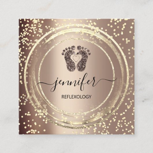 QR-Code-Logo Reflexologie Fußmassage Füße Rose Quadratische Visitenkarte (Vorderseite)
