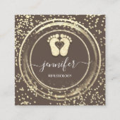 QR-Code-Logo Reflexologie Fußmassenfüße braun Quadratische Visitenkarte (Vorderseite)