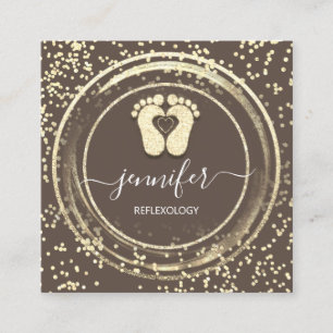 QR-Code-Logo Reflexologie Fußmassenfüße braun Quadratische Visitenkarte