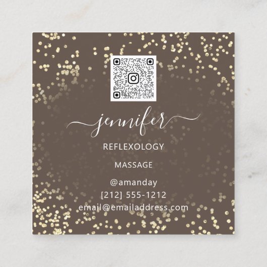 QR-Code-Logo Reflexologie Fußmassenfüße braun Quadratische Visitenkarte (Rückseite)