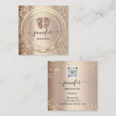 QR-Code-Logo Reflexologie Massage Feet Rose Blush Quadratische Visitenkarte (Vorne/Hinten)