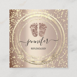 QR-Code-Logo Reflexologie Massage Feet Rose Blush Quadratische Visitenkarte