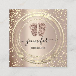 QR-Code-Logo Reflexologie Massage Feet Rose Blush Quadratische Visitenkarte