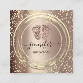 QR-Code-Logo Reflexologie Massage Feet Rose Gold Quadratische Visitenkarte