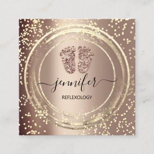 QR-Code-Logo Reflexologie Massage Feet Rose Gold Quadratische Visitenkarte (Vorderseite)
