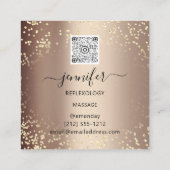 QR-Code-Logo Reflexologie Massage Feet Rose Gold Quadratische Visitenkarte (Rückseite)