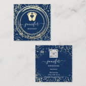 QR-Code Logo Reflexology Foot Massage Blue Navy Quadratische Visitenkarte (Vorne/Hinten)