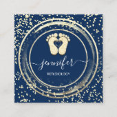 QR-Code Logo Reflexology Foot Massage Blue Navy Quadratische Visitenkarte (Vorderseite)