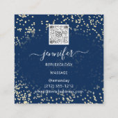 QR-Code Logo Reflexology Foot Massage Blue Navy Quadratische Visitenkarte (Rückseite)