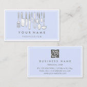 QR CODE Logo Restaurant Kochdiät Koch Blau Visitenkarte (Vorne/Hinten)
