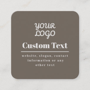 QR-Code & Logo Retro-Modern Modern Beige & Grau Quadratische Visitenkarte