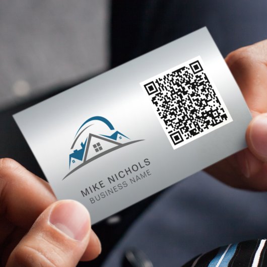 QR-Code-Logo, Roofer, Builder, Bauarbeiter Visitenkarte
