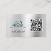 QR-Code-Logo, Roofer, Builder, Bauarbeiter Visitenkarte (Vorderseite)