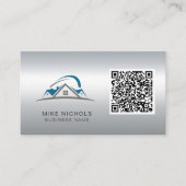 QR-Code-Logo, Roofer, Builder, Bauarbeiter Visitenkarte (Vorderseite)