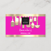 QR-CODE-Logo Rosa Persönlicher Koch Kochen Visitenkarte (Vorderseite)