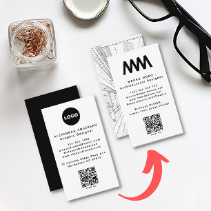 QR-Code-Logo Schwarz Weiß Minimalistisch Modern Visitenkarte