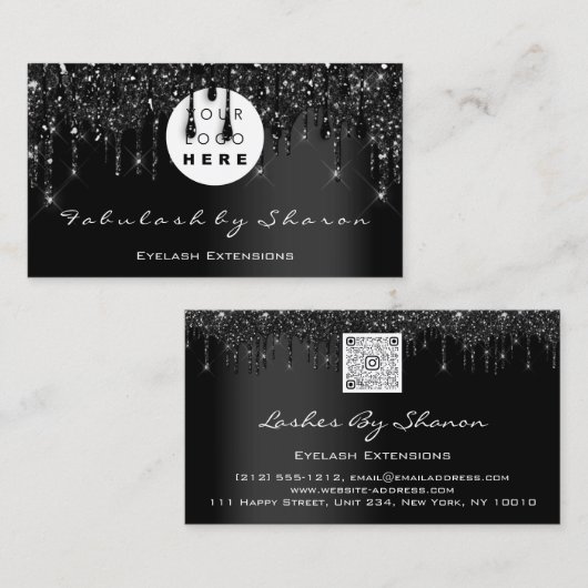 Qr-Code-Logo Schwarze Tropfen Beruflich VIP Visitenkarte (Vorne/Hinten)