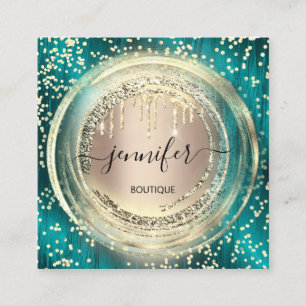 QR-Code Logo-Shop Blush Rose Gold Tropfen Confetti Quadratische Visitenkarte