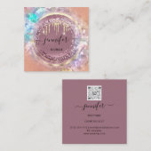 QR Code Logo Shop Geometrie Gold Rose Tropfen Quadratische Visitenkarte (Vorne/Hinten)