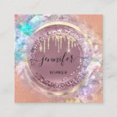 QR Code Logo Shop Geometrie Gold Rose Tropfen Quadratische Visitenkarte (Vorderseite)