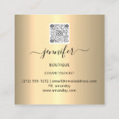 QR-Code Logo-Shop Pink Gold Tropfen Confetti Quadratische Visitenkarte (Rückseite)
