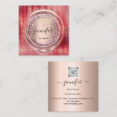 QR-Code-Logo-Shop Rose-Gold-Tropfen-Runden Quadratische Visitenkarte (Vorne/Hinten)