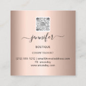 QR-Code-Logo-Shop Rose-Gold-Tropfen-Runden Quadratische Visitenkarte (Rückseite)
