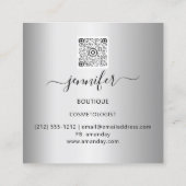 QR Code Logo Shop Rose Silver Gold Tropfens Circle Quadratische Visitenkarte (Rückseite)