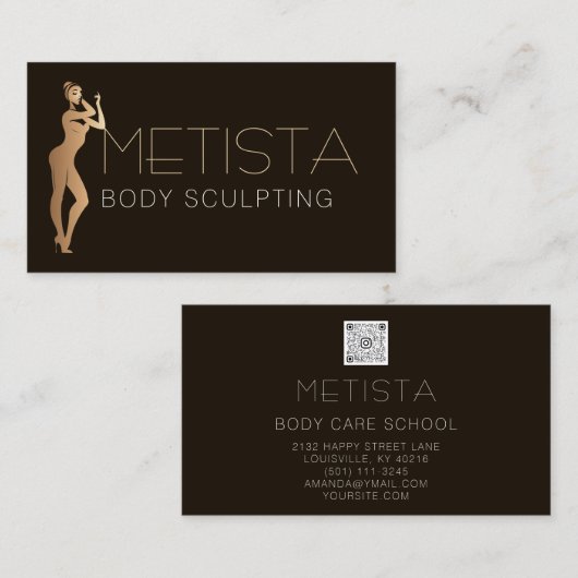 QR-Code-Logo-Skins Schwarze Haut Moderne Visitenkarte (Vorne/Hinten)