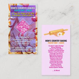 QR-Code, Logo & Slogan (Handmade Chef) Cake-Bäcker Visitenkarte