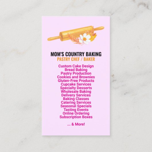 QR-Code, Logo & Slogan (Handmade Chef) Cake-Bäcker Visitenkarte (Rückseite)