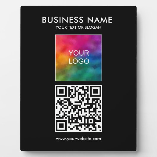 QR-Code-Logo-Slogan Hier Template Custom Fotoplatte (Vorderseite)