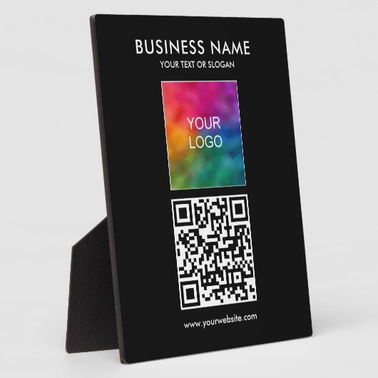 QR-Code-Logo-Slogan Hier Template Custom Fotoplatte (Seite)