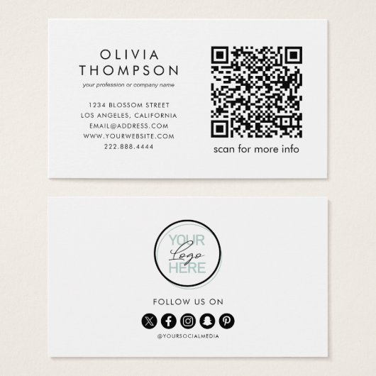 QR Code Logo Social Media Business Cards (Vorne & Hinten)