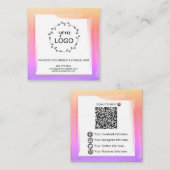*~* QR Code LOGO - Social Media Icons Bold Colors Quadratische Visitenkarte (Vorne/Hinten)