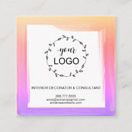 *~* QR Code LOGO - Social Media Icons Bold Colors Quadratische Visitenkarte