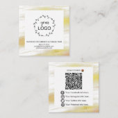 *~* QR Code LOGO - Social Media Icons Gold Dust Quadratische Visitenkarte (Vorne/Hinten)