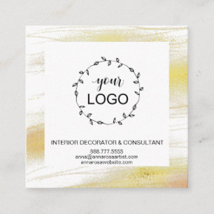 *~* QR Code LOGO - Social Media Icons Gold Dust Quadratische Visitenkarte